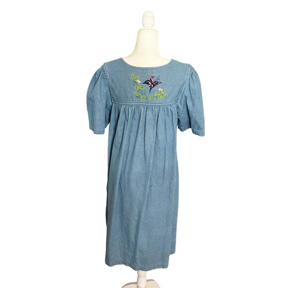 Vintage Bechamel Embroidered Denim Dress Medium - Picture 8 of 13